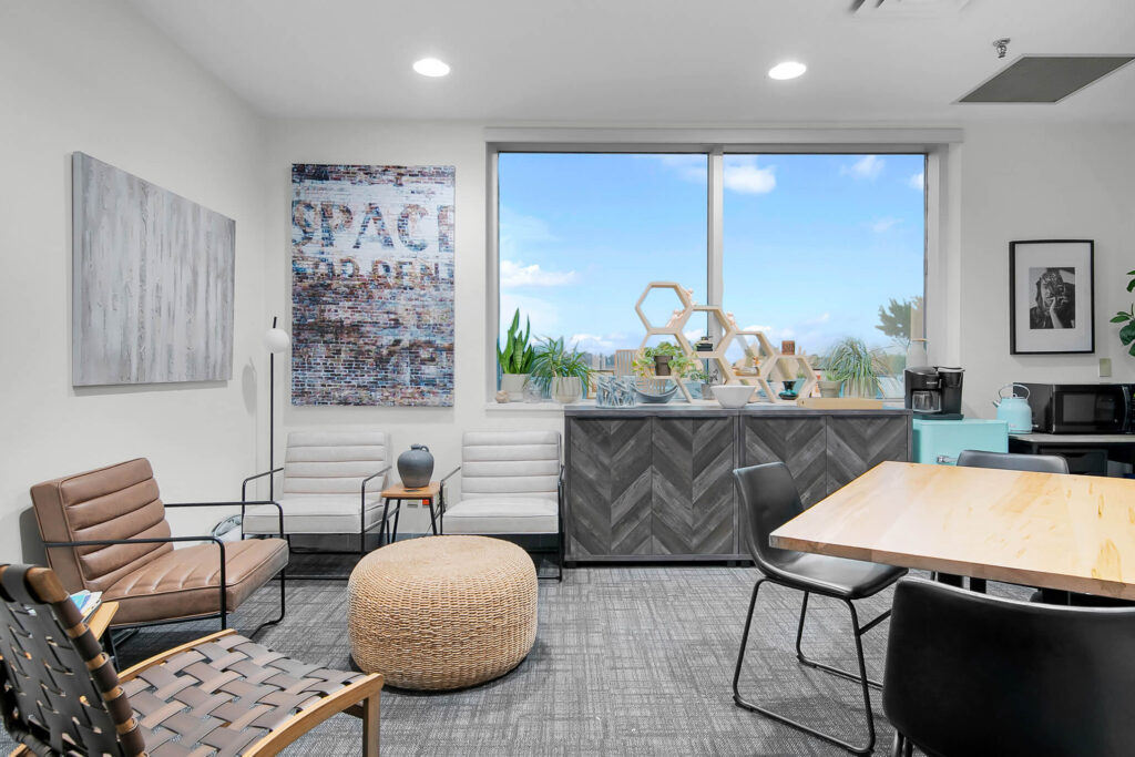 Decorated office with table and chairs